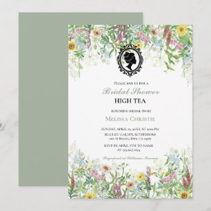 high tea garden party,beautiful soft pastel invitation