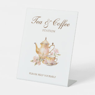 High Tea Pastel Bridal Shower Tea & Coffee Pedestal Sign