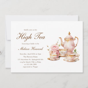 High Tea Pastel Gold Bridal Shower Invitation