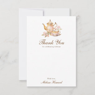 High Tea Pastel Gold Bridal Shower Thank You Card