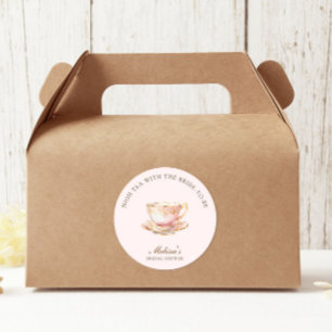 High Tea Pastel Pink Gold Bridal Shower Classic Round Sticker