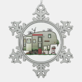 High Tech 5th Wheel Snowflake Pewter Christmas Ornament