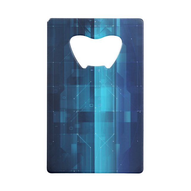 High tech digital background credit card bottle opener (Front)