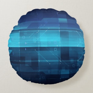 High tech digital background round pillow