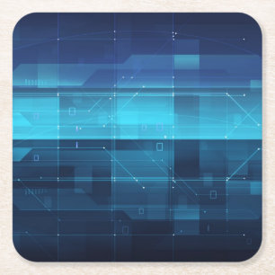 High tech digital background square paper coaster