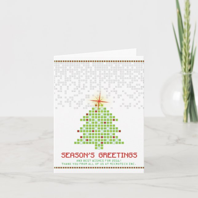 High-Tech Pixel Gaming Business Christmas Holiday Card (Front)