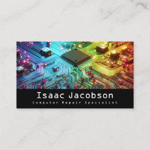 High Tech Rainbow Circuit Board Business Cards