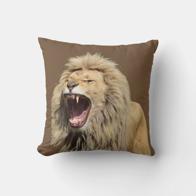 High Tension Lion Throw Pillow (Front)