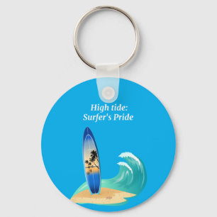 "High Tide: Surfer's Pride" adventure ocean beach Keychain