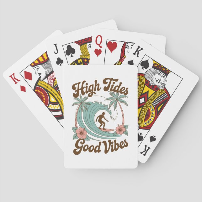 High Tides, Good Vibes – Surfing Ocean Adventure Playing Cards (Back)