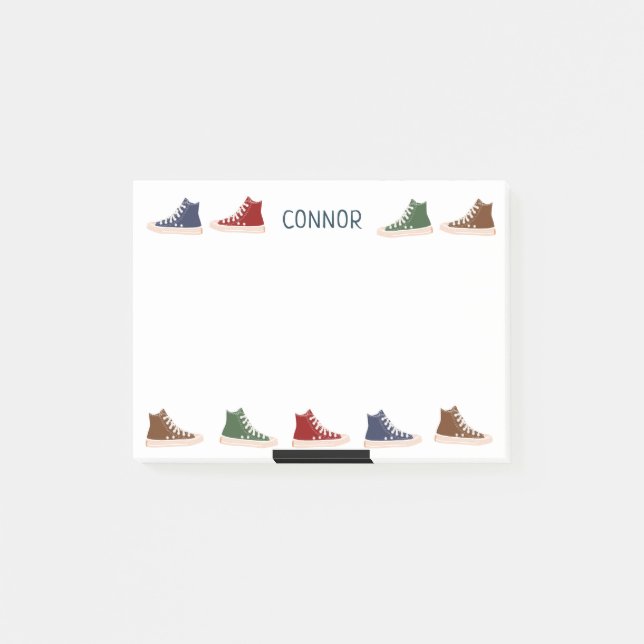 High-top sneakers shoes custom design post-it notes (Front)