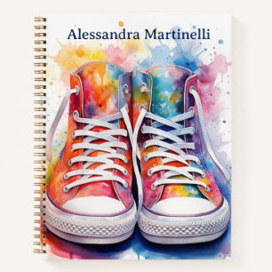 High Top Watercolor Sneakers Personalized Kids Notebook