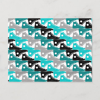 High Tops Teal-n-Black Shoes Postcard