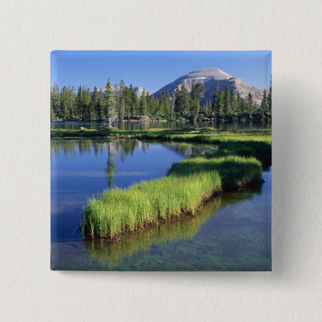HIGH UINTAS WILDERNESS, UT, US, penisula, 2 Inch Square Button (Front)