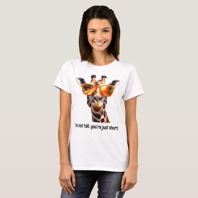 High View Giraffe With Sunglasses T-Shirt (Front Full)