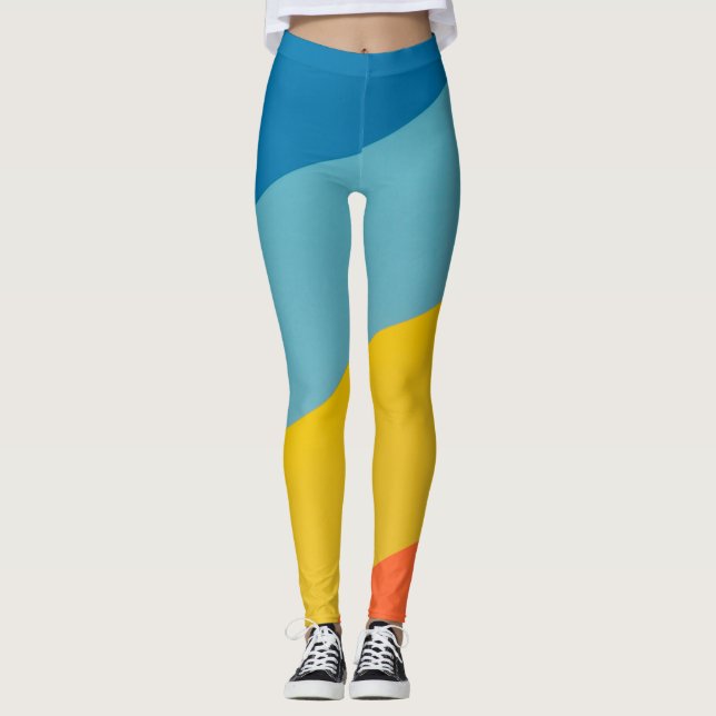 High-Waist Yoga Leggings with Unique Pattern (Front)