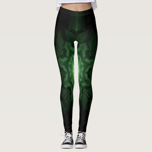High-Waist Yoga Leggings with Unique Pattern (Front)