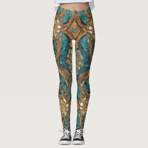 High-Waist Yoga Leggings with Unique Pattern