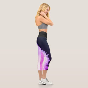 High Waisted Abstract Print Capris