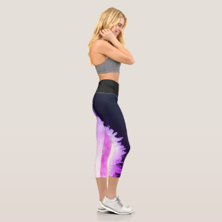 High Waisted Abstract Print Capris