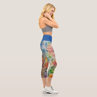 High Waisted Capri Floral Legging