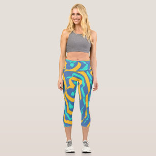 High Waisted Capris, Multi colour fabric pattern   Capri Leggings