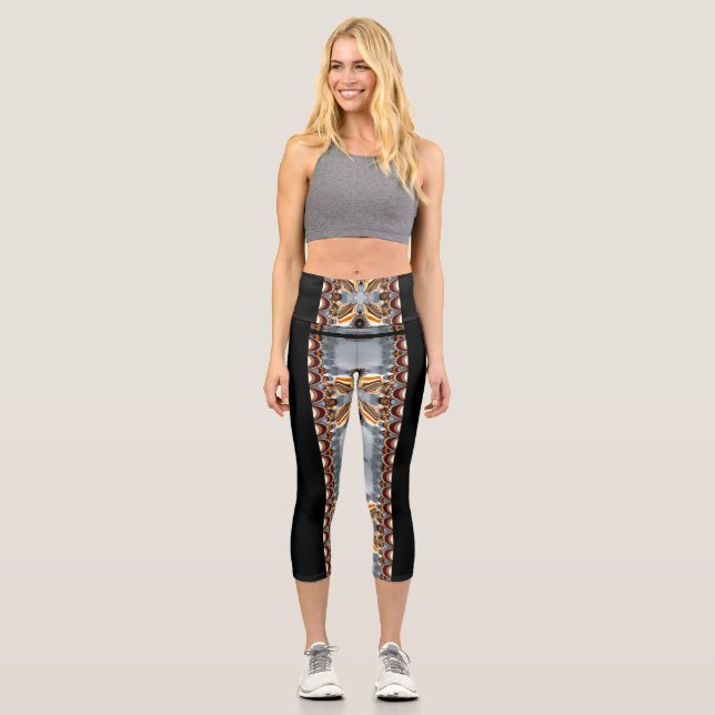 High Waisted Yoga Capri Silver Grey Maroon Capri (Front)