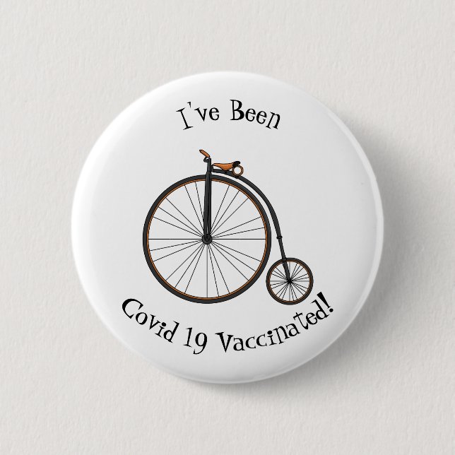 High wheel bicycle cartoon illustration  2 inch round button (Front)