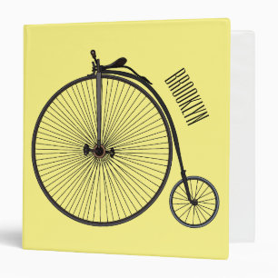 High wheel bicycle cartoon illustration binder