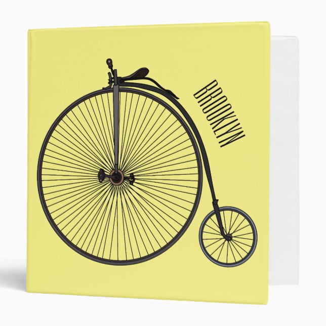 High wheel bicycle cartoon illustration binder (Front/Inside)