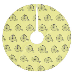 High wheel bicycle cartoon illustration brushed polyester tree skirt