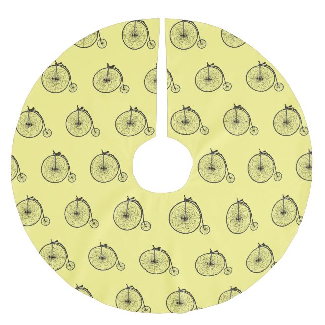 High wheel bicycle cartoon illustration brushed polyester tree skirt (Front)