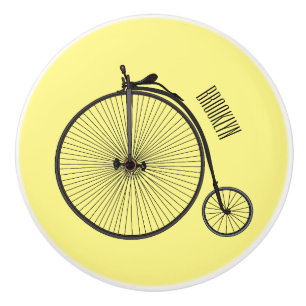 High wheel bicycle cartoon illustration ceramic knob