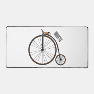 High wheel bicycle cartoon illustration desk mat