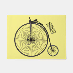 High wheel bicycle cartoon illustration doormat