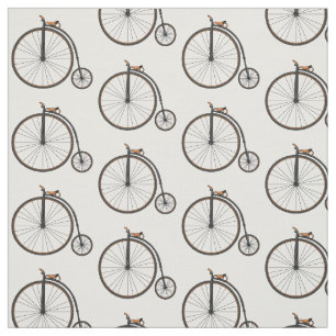 High wheel bicycle cartoon illustration fabric