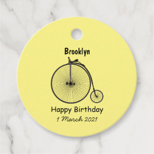 High wheel bicycle cartoon illustration favour tags