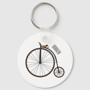 High wheel bicycle cartoon illustration  keychain