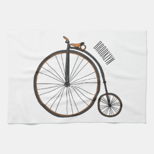 High wheel bicycle cartoon illustration kitchen towel