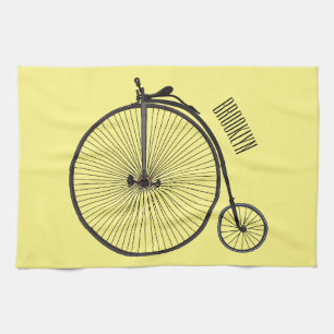 High wheel bicycle cartoon illustration kitchen towel