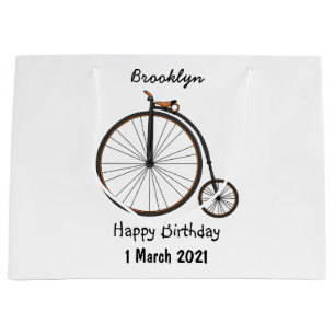 High wheel bicycle cartoon illustration large gift bag