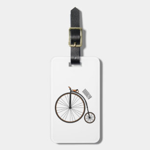 High wheel bicycle cartoon illustration  luggage tag
