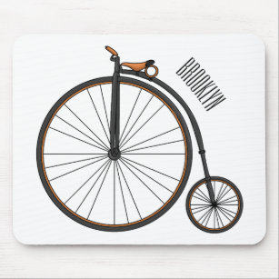 High wheel bicycle cartoon illustration mouse pad