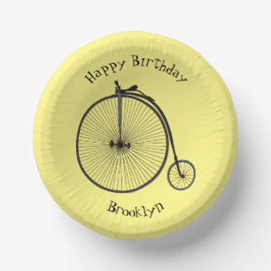 High wheel bicycle cartoon illustration paper plate