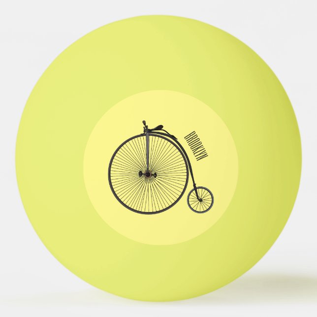 High wheel bicycle cartoon illustration ping pong ball (Front)