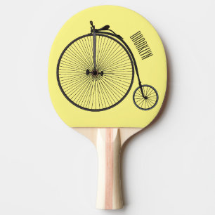 High wheel bicycle cartoon illustration ping pong paddle