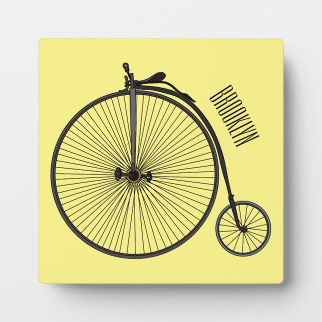 High wheel bicycle cartoon illustration plaque (Front)