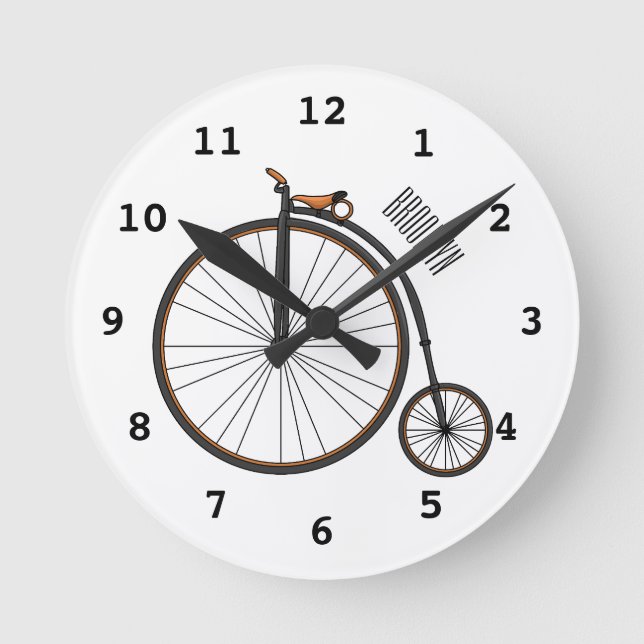 High wheel bicycle cartoon illustration  round clock (Front)