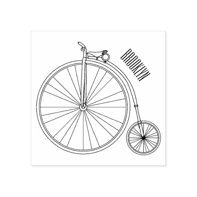 High wheel bicycle cartoon illustration  rubber stamp (Imprint)
