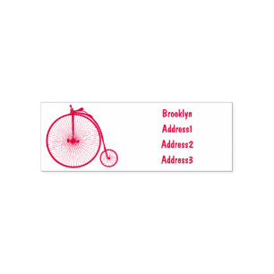 High wheel bicycle cartoon illustration self-inking stamp
